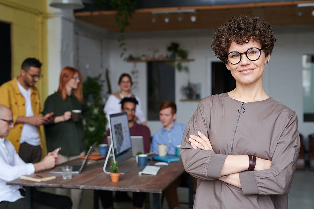 needs of hr woman standing in office