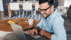 working remotely man smiling