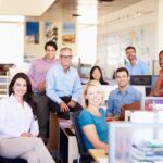 Businesspeople sitting around in an office