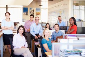 Businesspeople sitting around in an office