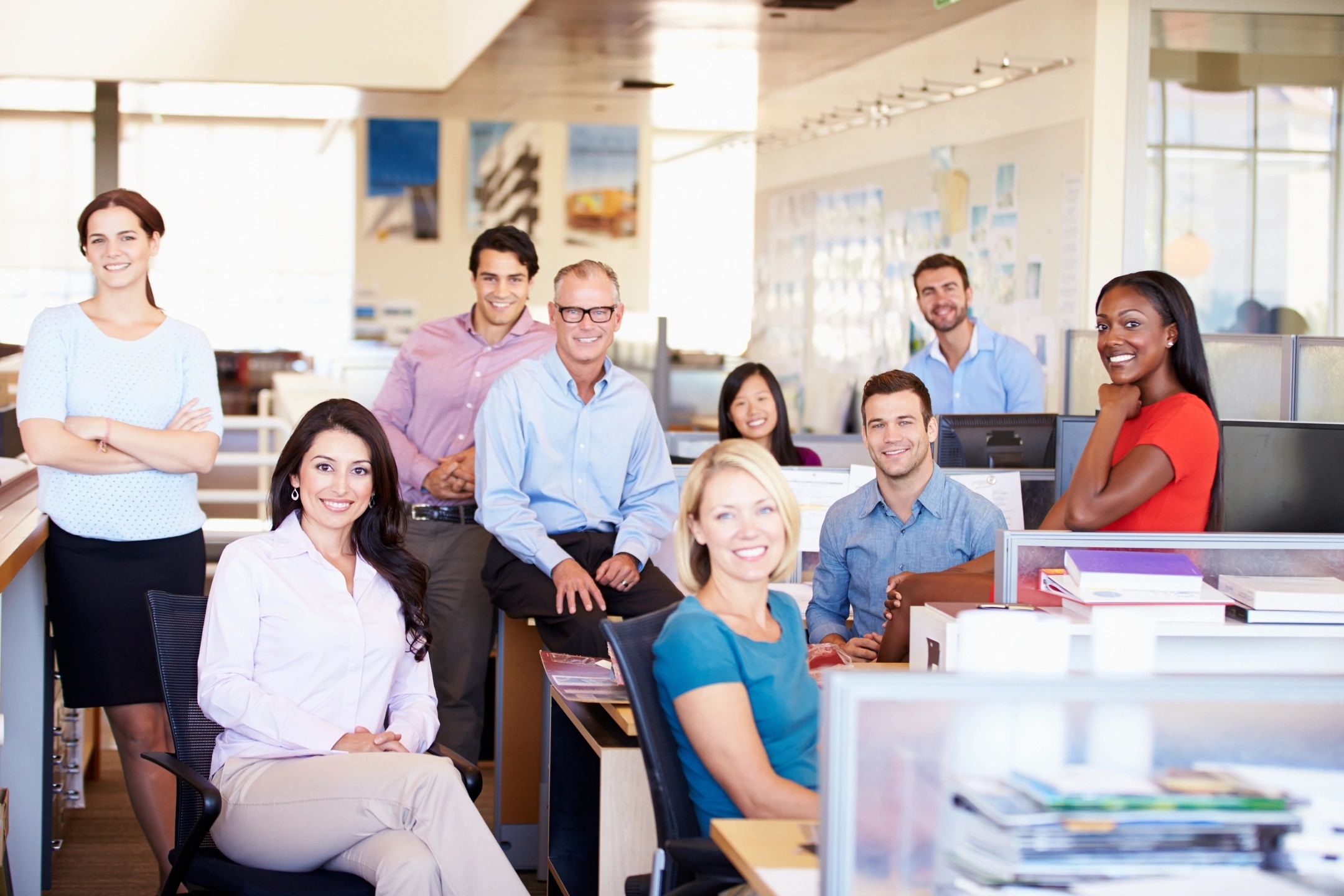 Businesspeople sitting around in an office
