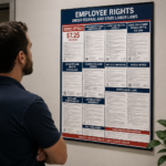 Employee looking at a labor law poster