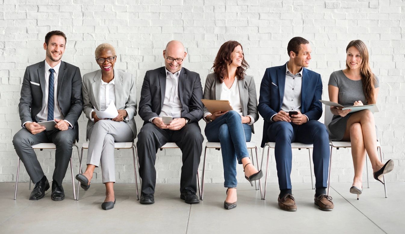 People sitting in a line